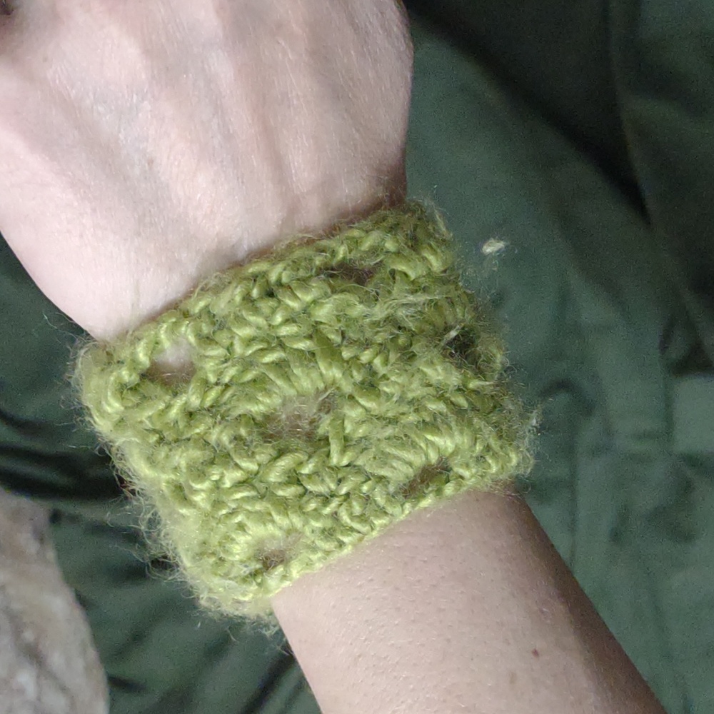 Handmade Crochet Lime Green Wrist Cuff Band Bracelet